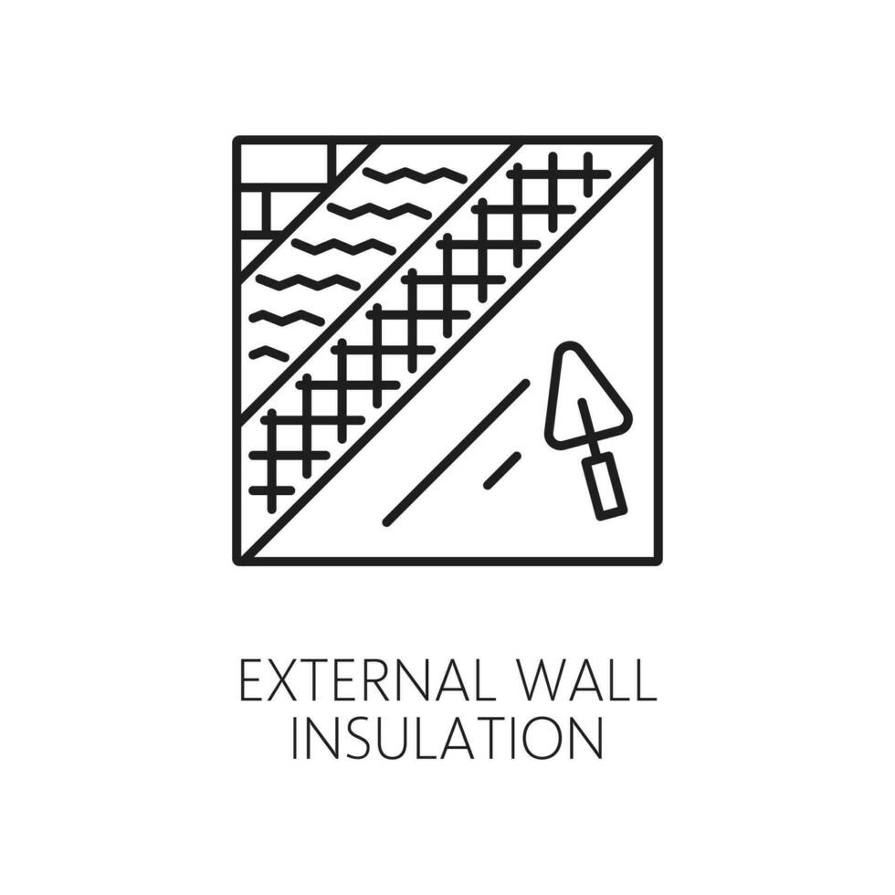 External wall thermal insulation thin line icon vector