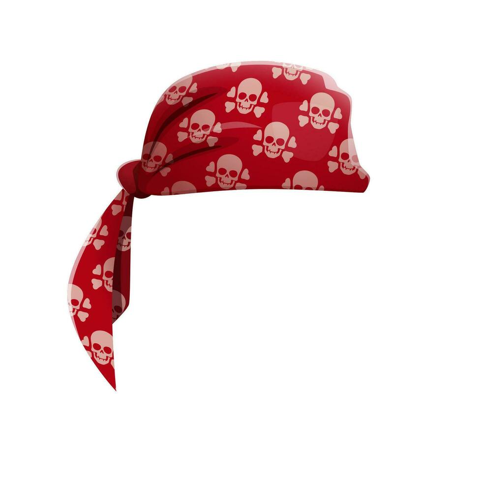 Pirate bandana, cartoon corsair textile headwear vector