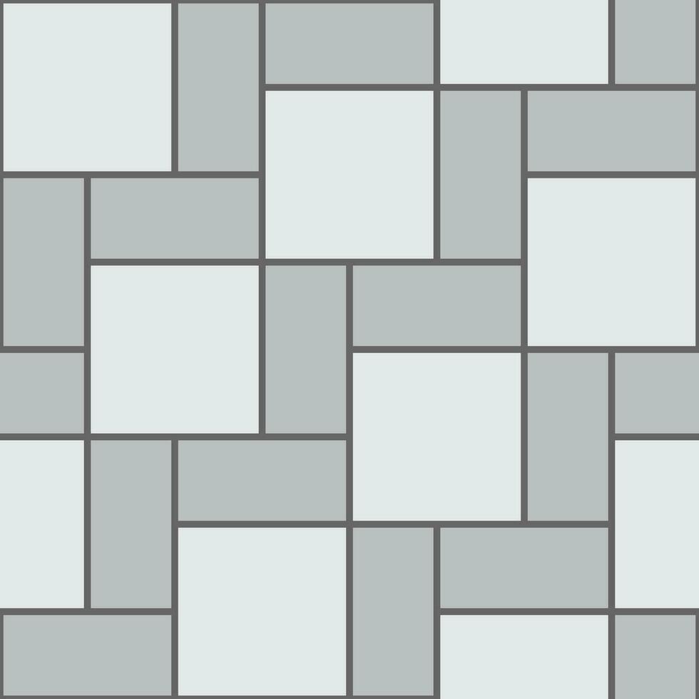 Pavement top view pattern, grey mosaic bricks vector