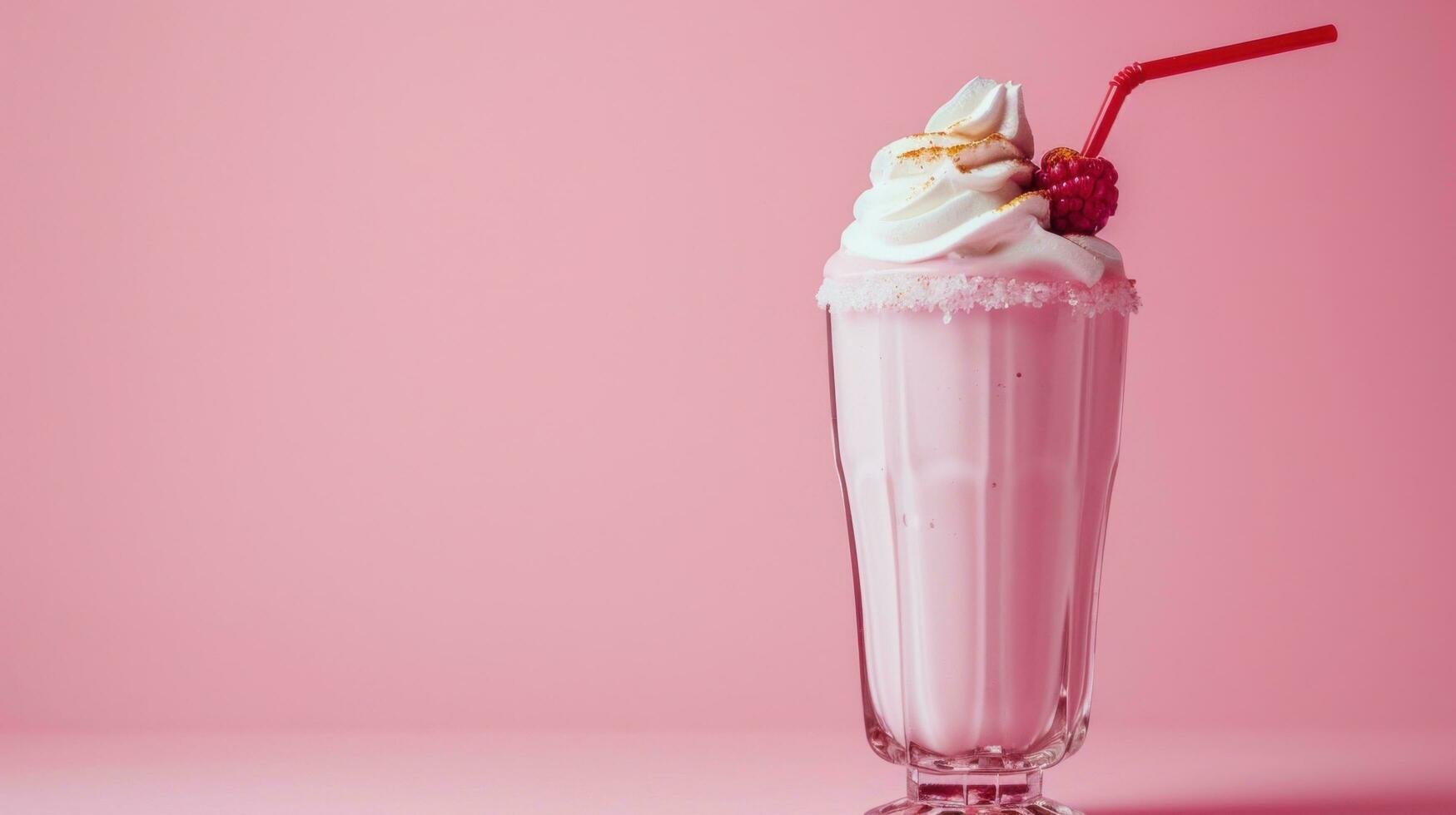 AI generated Milk shake advertisment background with copy space photo