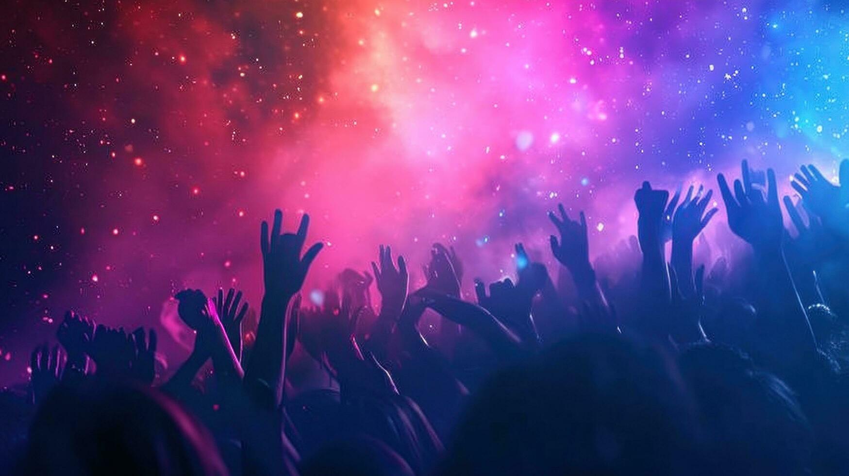 AI generated Night party advertisment background with copy space photo
