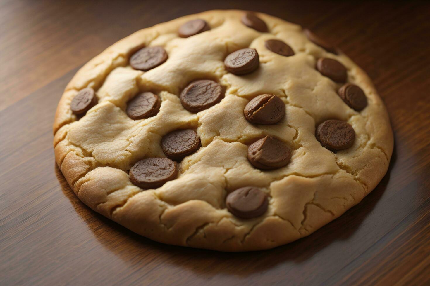 ai generado chocolate chip galletas en naranja antecedentes. cerca arriba. selectivo enfocar. ai generativo foto