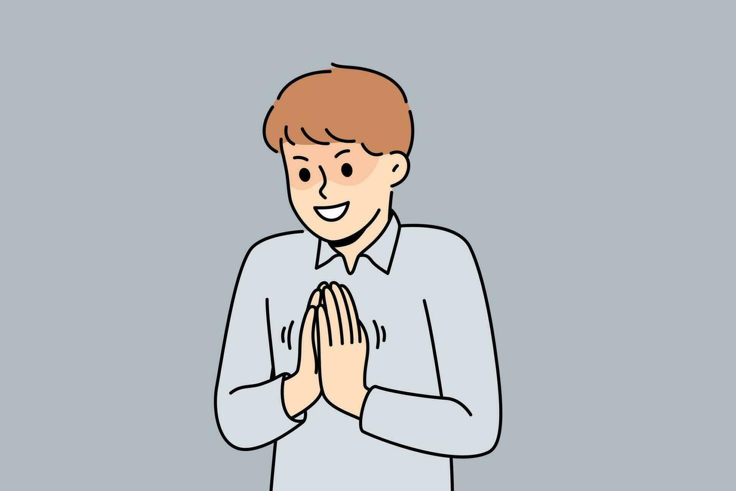 Cunning little boy rubs palms having come up with insidious plan to get good grade at school vector