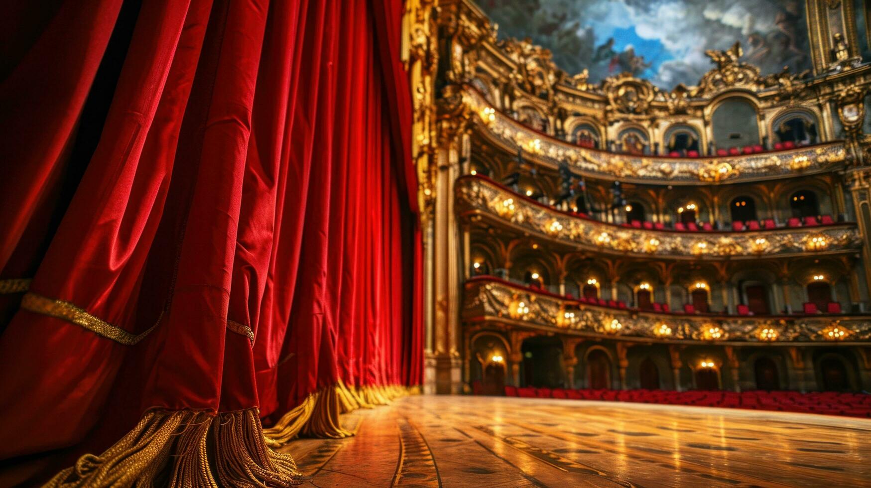 AI generated Opera theatre advertisment background with copy space photo