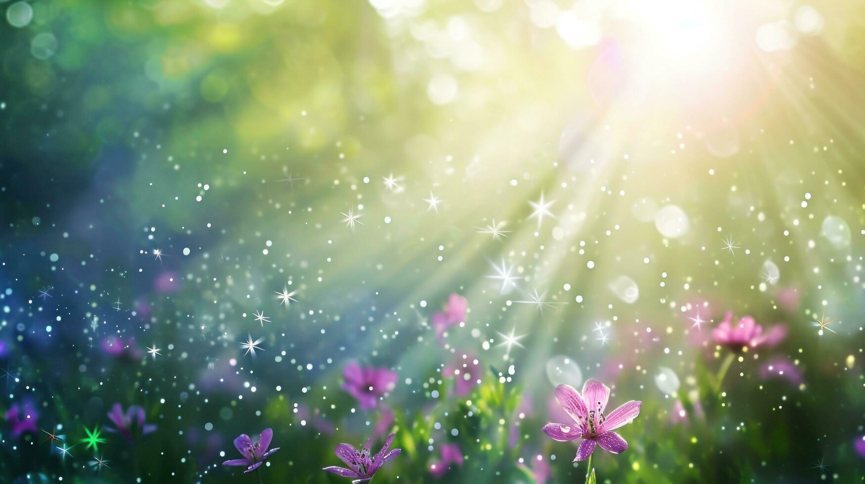 AI generated magic spring background with copy space photo