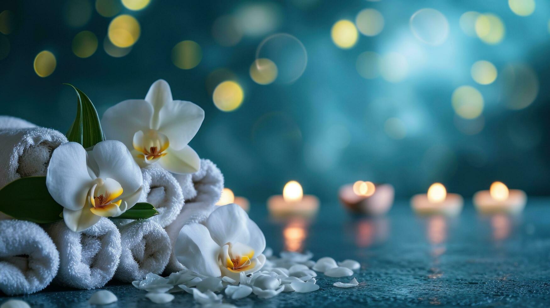 AI generated massage salon advertisment background with copy space photo
