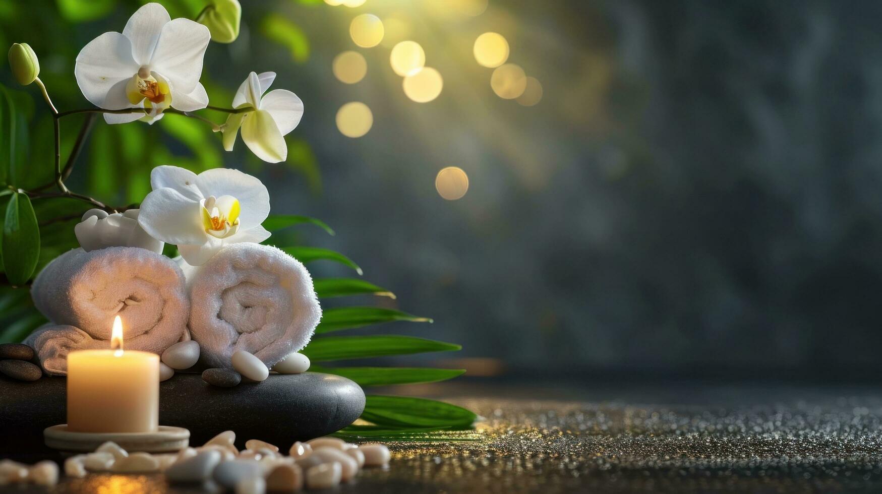 AI generated massage salon advertisment background with copy space photo