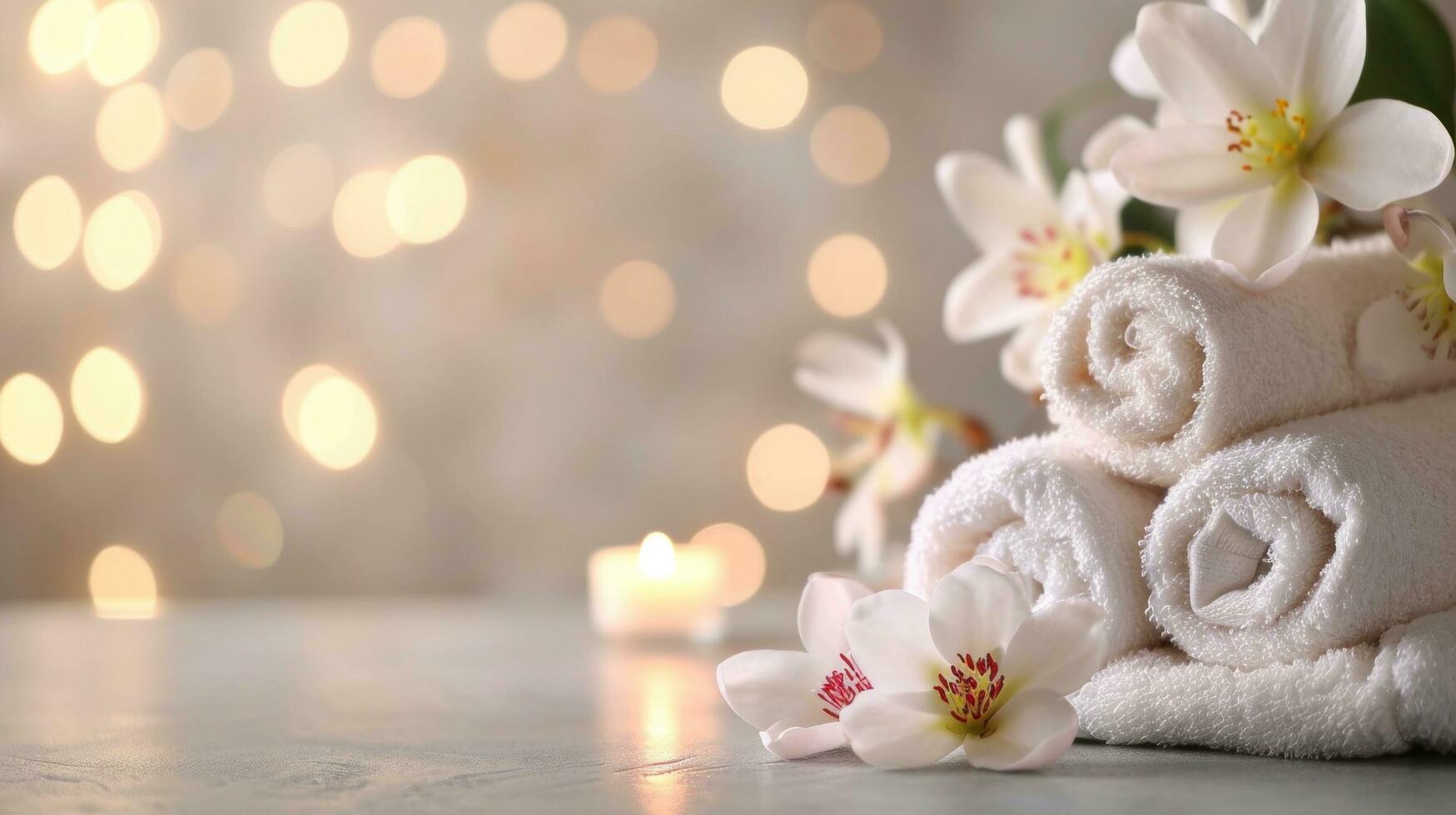 AI generated massage salon advertisment background with copy space photo