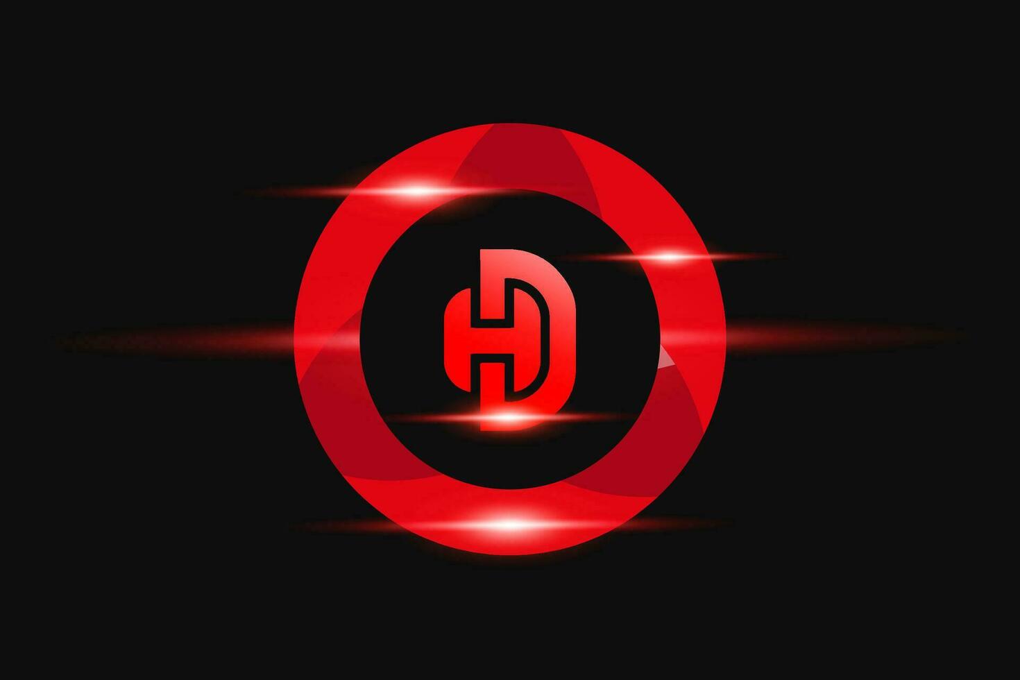 DH Red logo Design. Vector logo design for business.