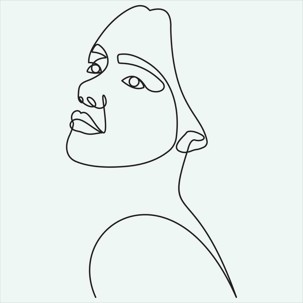 Continuous line hand drawing vector illustration face art