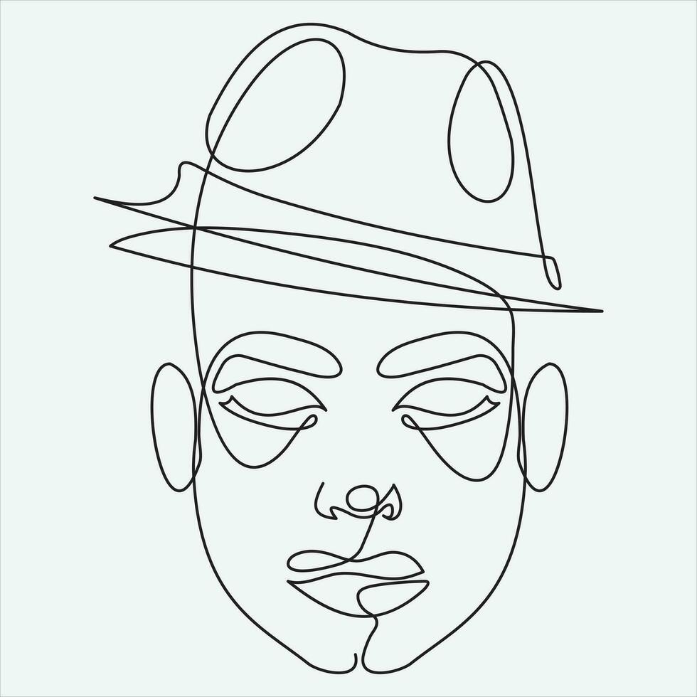 Continuous line hand drawing vector illustration face art