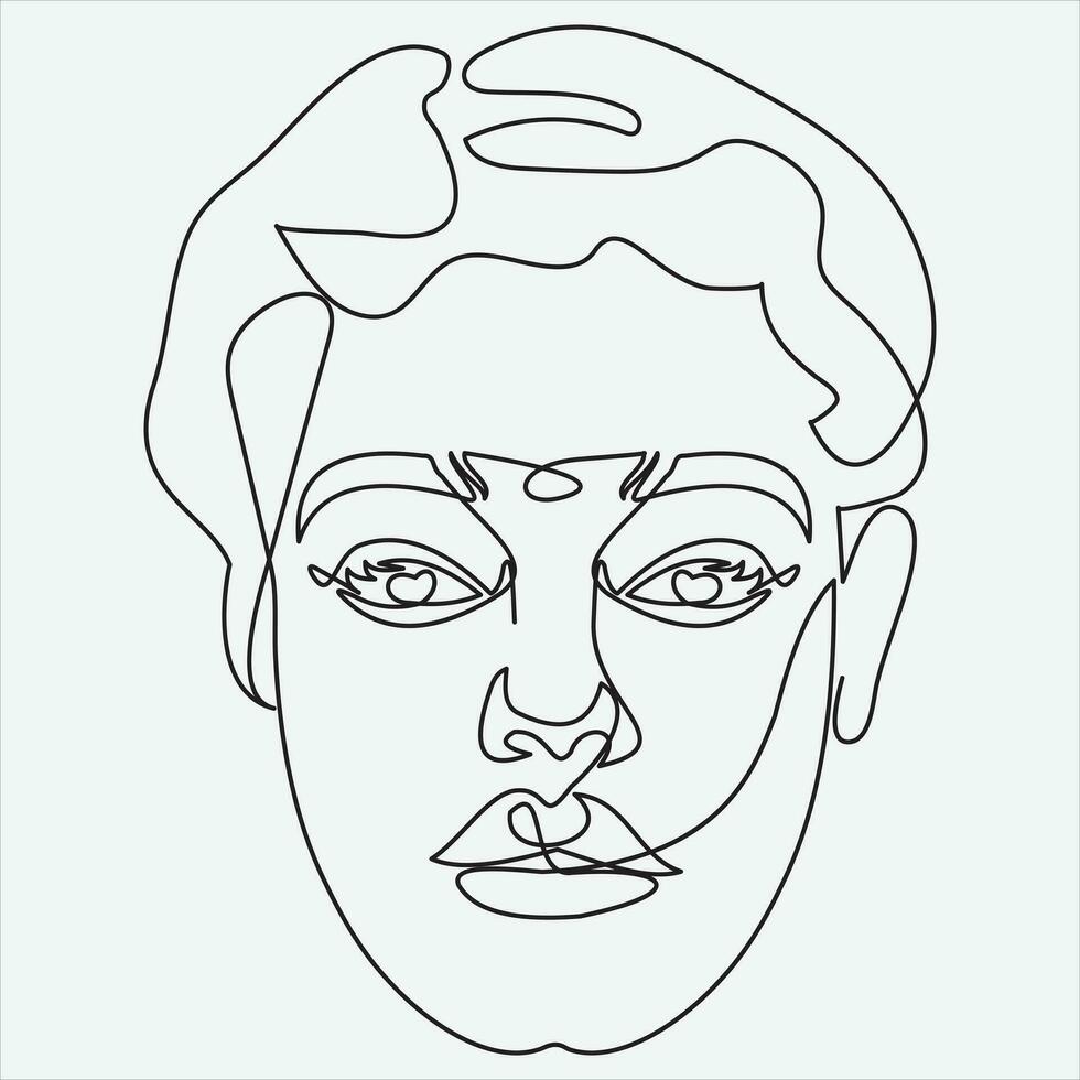 Continuous line hand drawing vector illustration face art