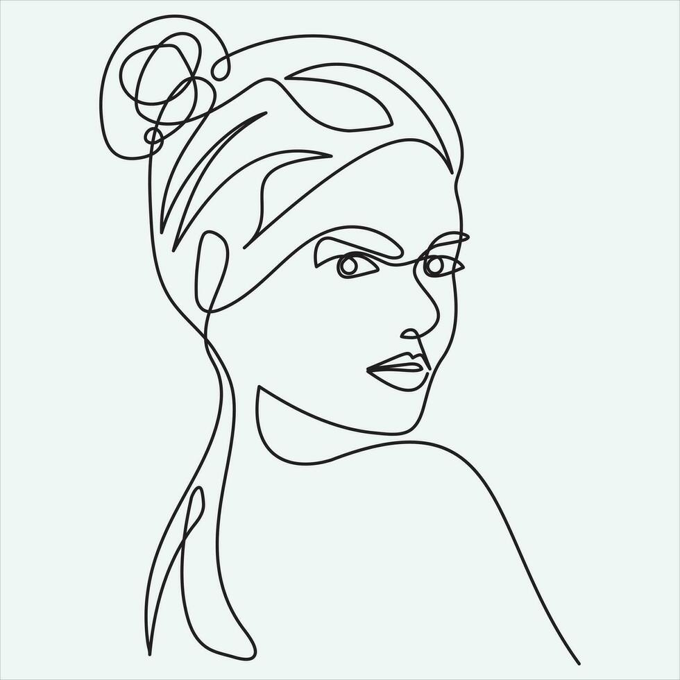 Continuous line hand drawing vector illustration face art 36601479 ...