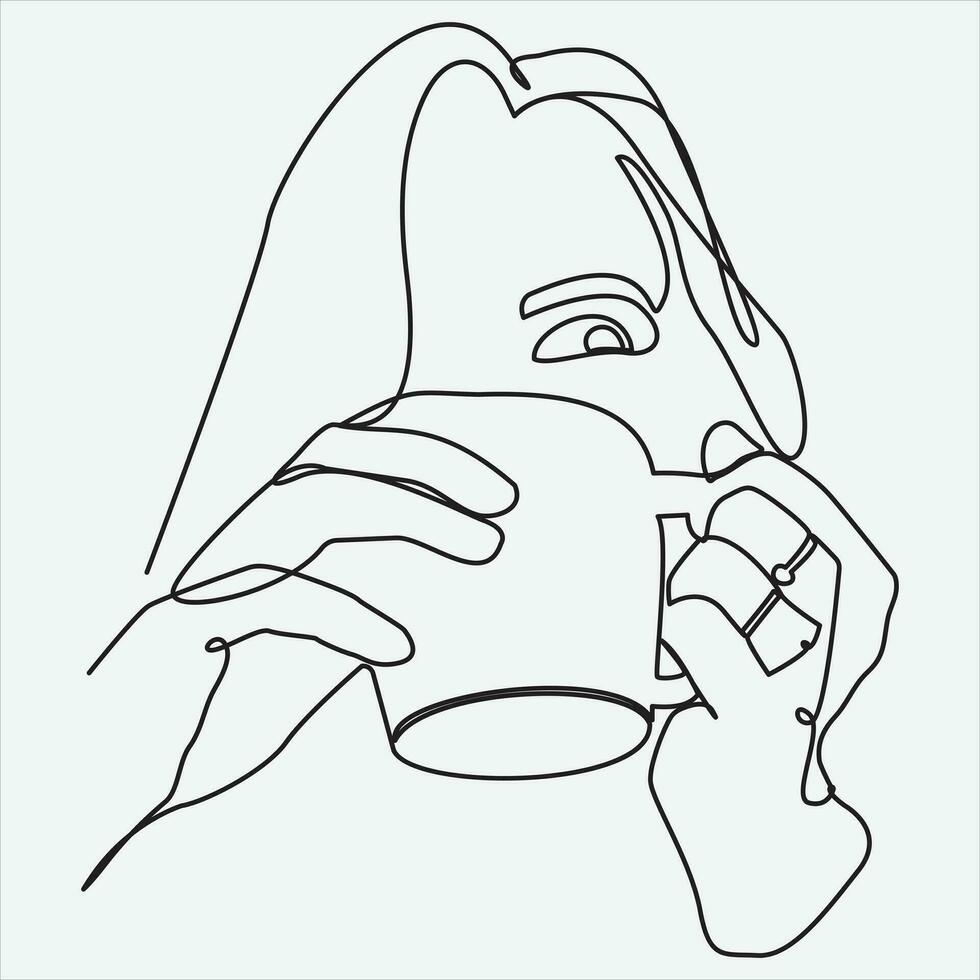 Continuous line hand drawing vector illustration face art