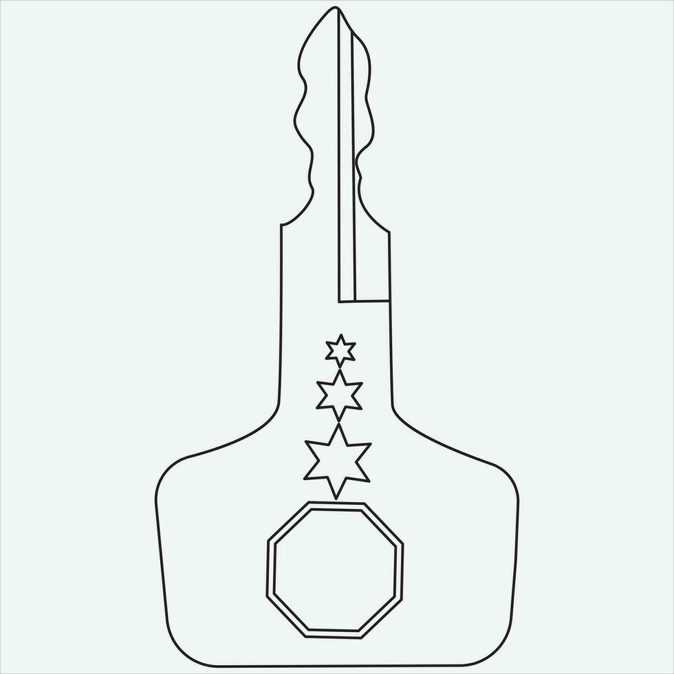 One line hand drawn key outline vector illustration art