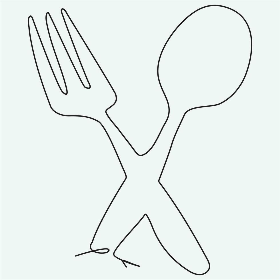 Continuous line hand drawing vector illustration spoon art