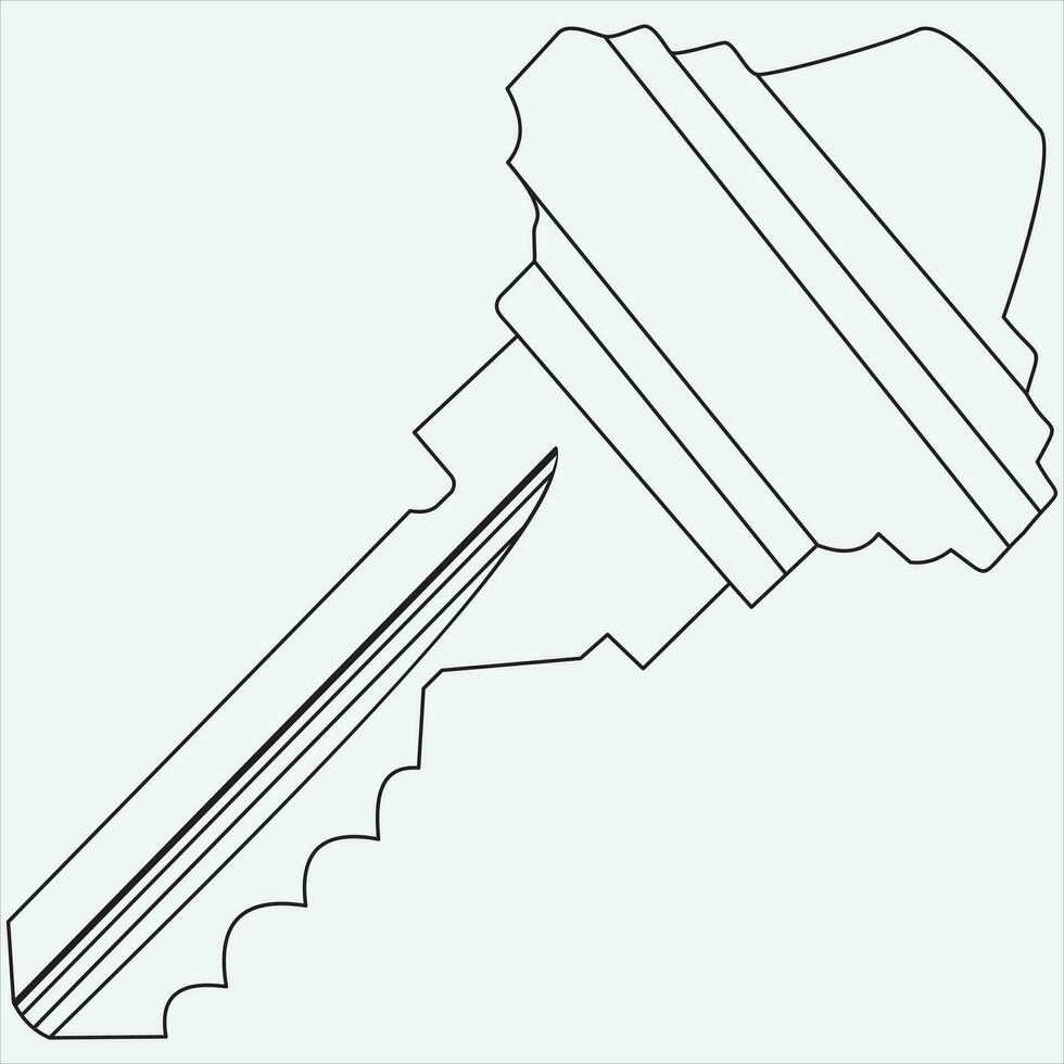 One line hand drawn key outline vector illustration art