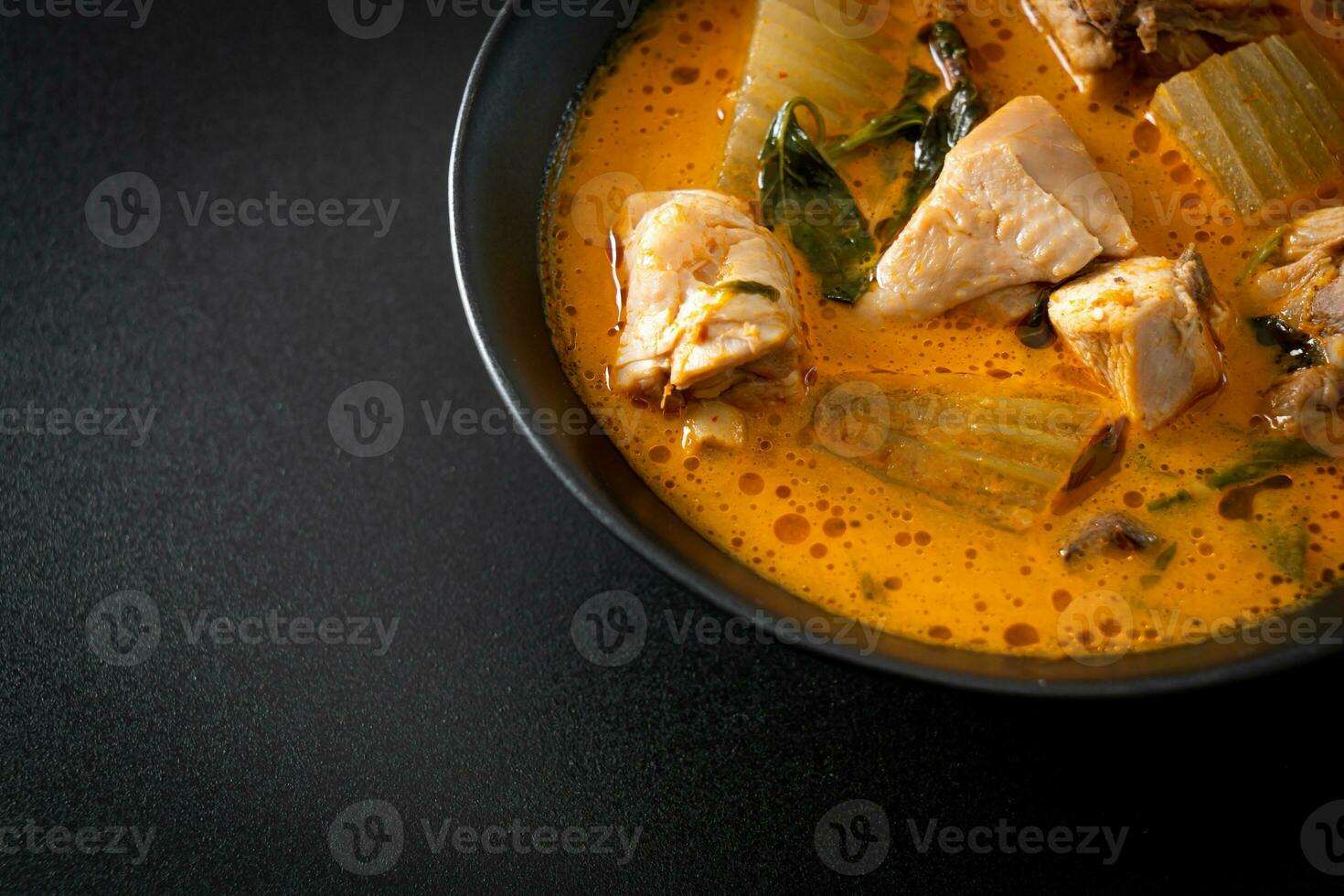 Chicken curry soup with roti photo