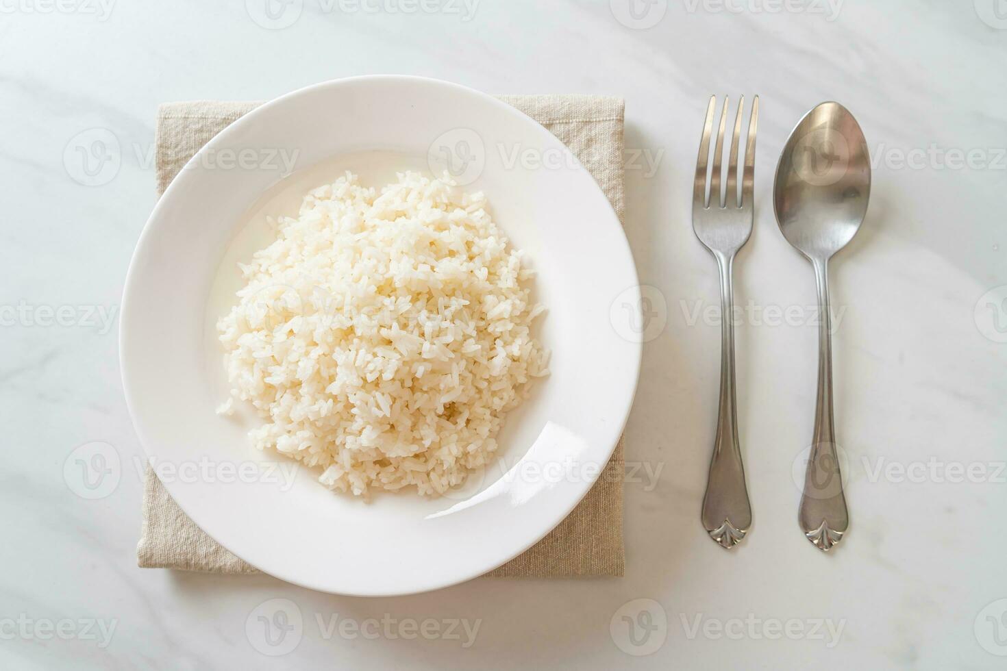 cooked rice on plate photo