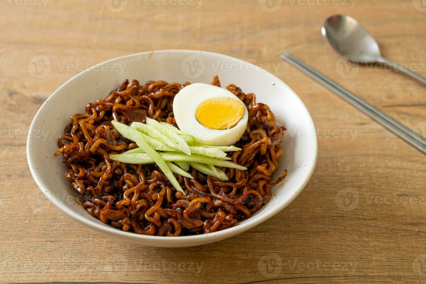 Korean Instant Noodle with Black Bean Sauce or Jajangmyeon or JJajangmyeon photo