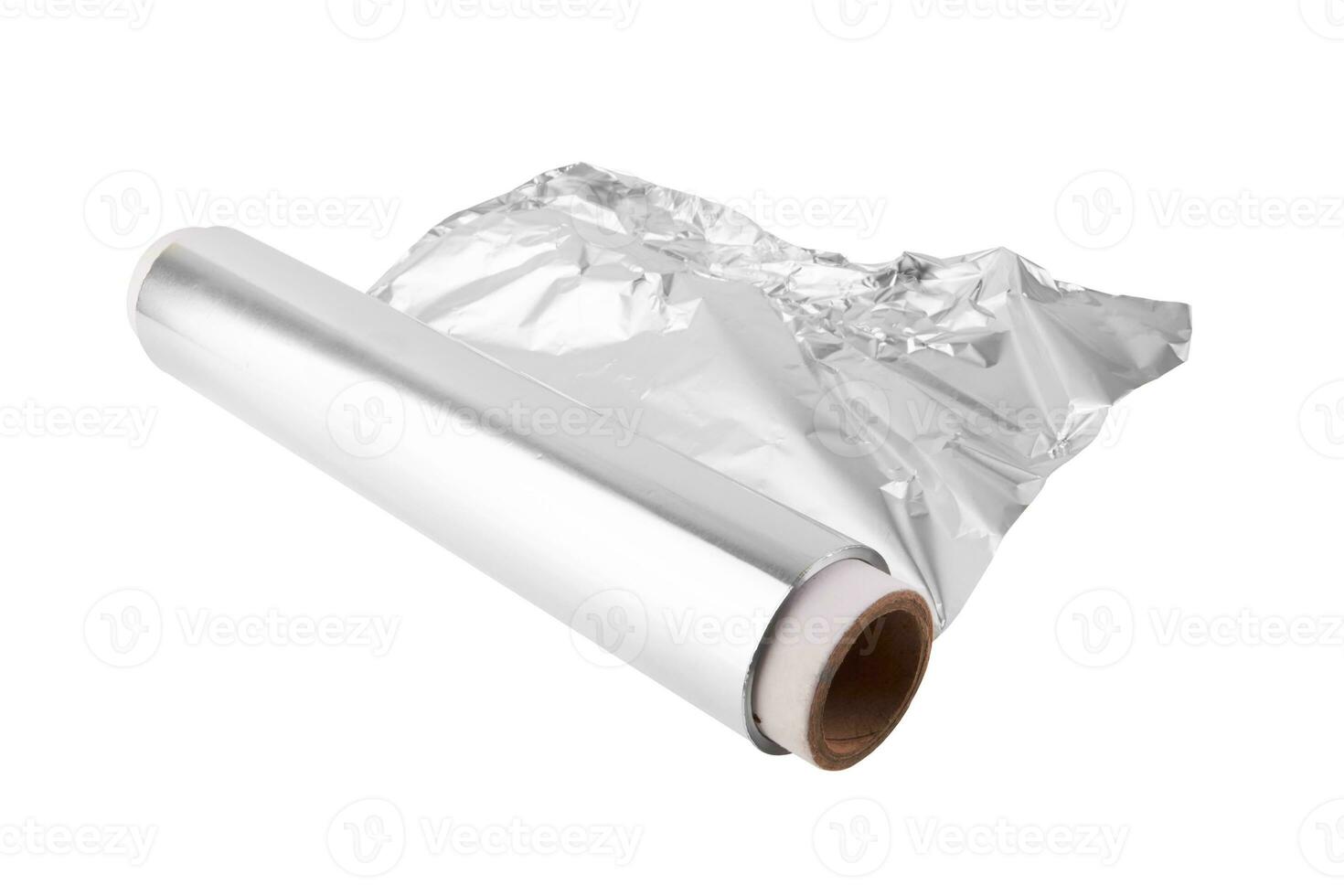 Aluminum foil on white photo