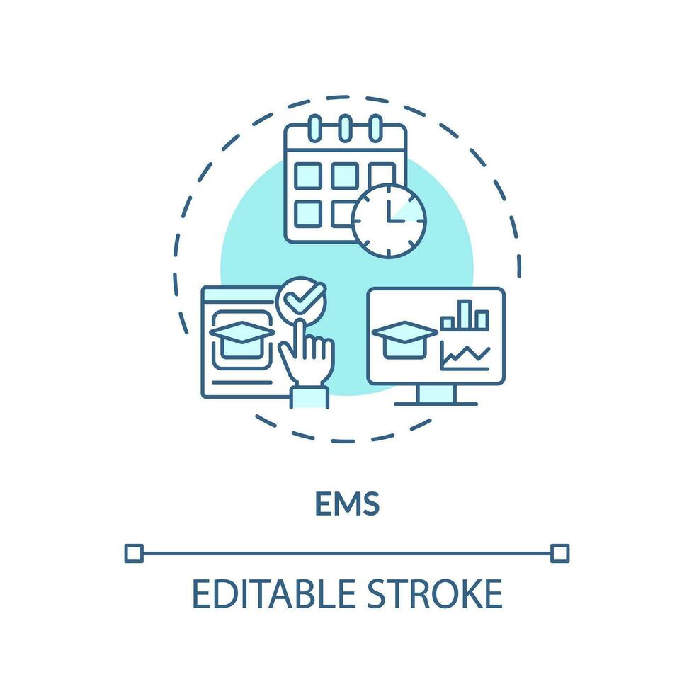 2D editable blue EMS icon, monochromatic isolated vector, thin line illustration representing extracurricular activities. vector