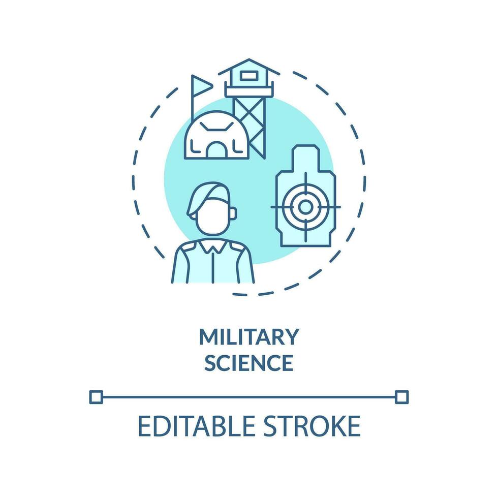 2D editable blue military science icon, monochromatic isolated vector, thin line illustration representing extracurricular activities. vector