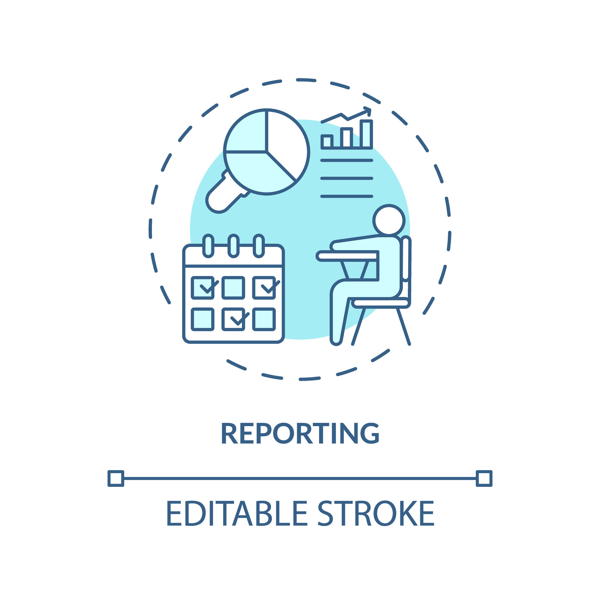 2D editable blue reporting icon, monochromatic isolated vector, thin ...