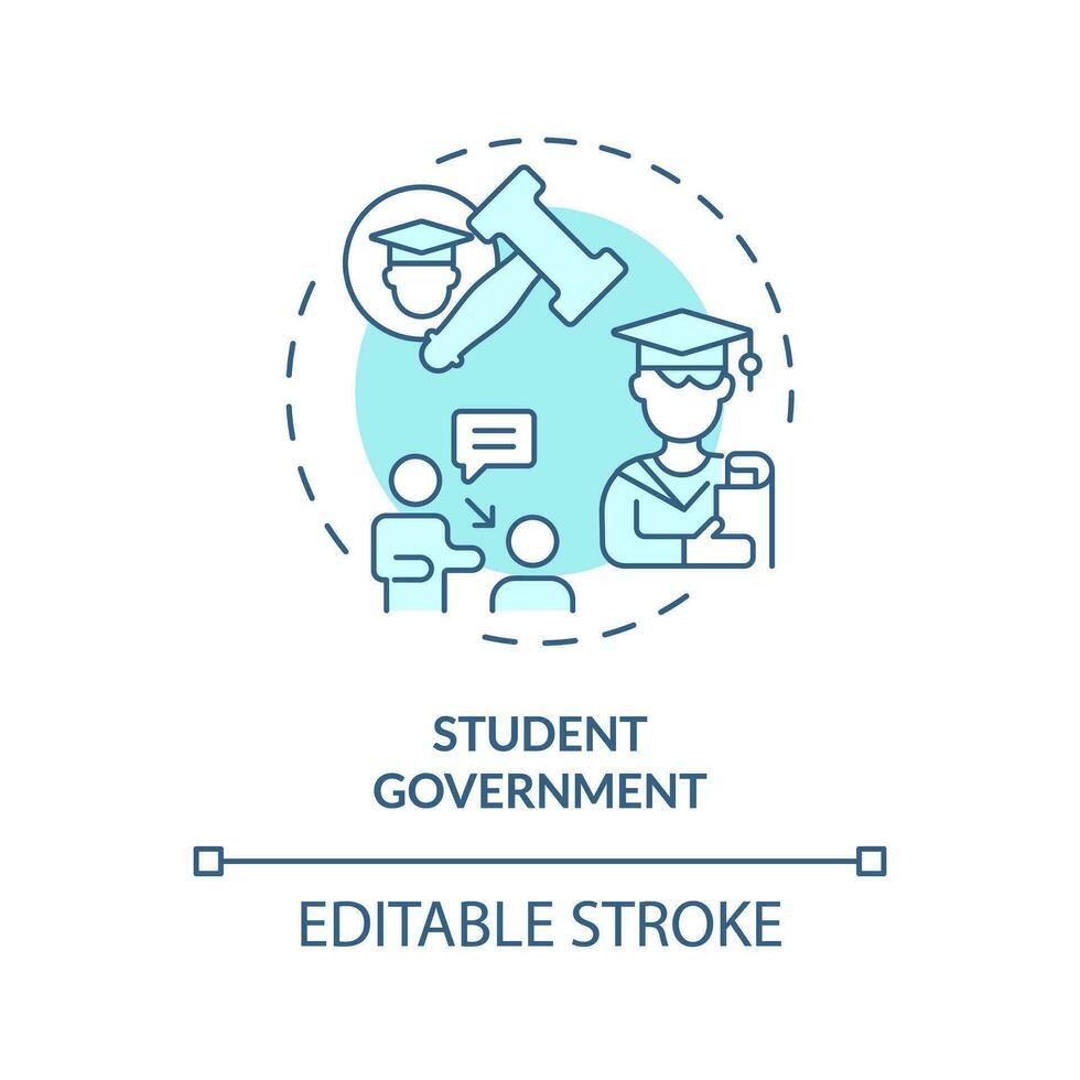 2D editable blue student government icon, monochromatic isolated vector, thin line illustration representing extracurricular activities. vector