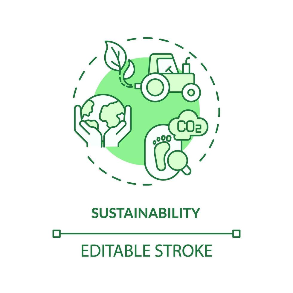 2D editable green sustainability icon, monochromatic isolated vector, thin line illustration representing agricultural clusters. vector