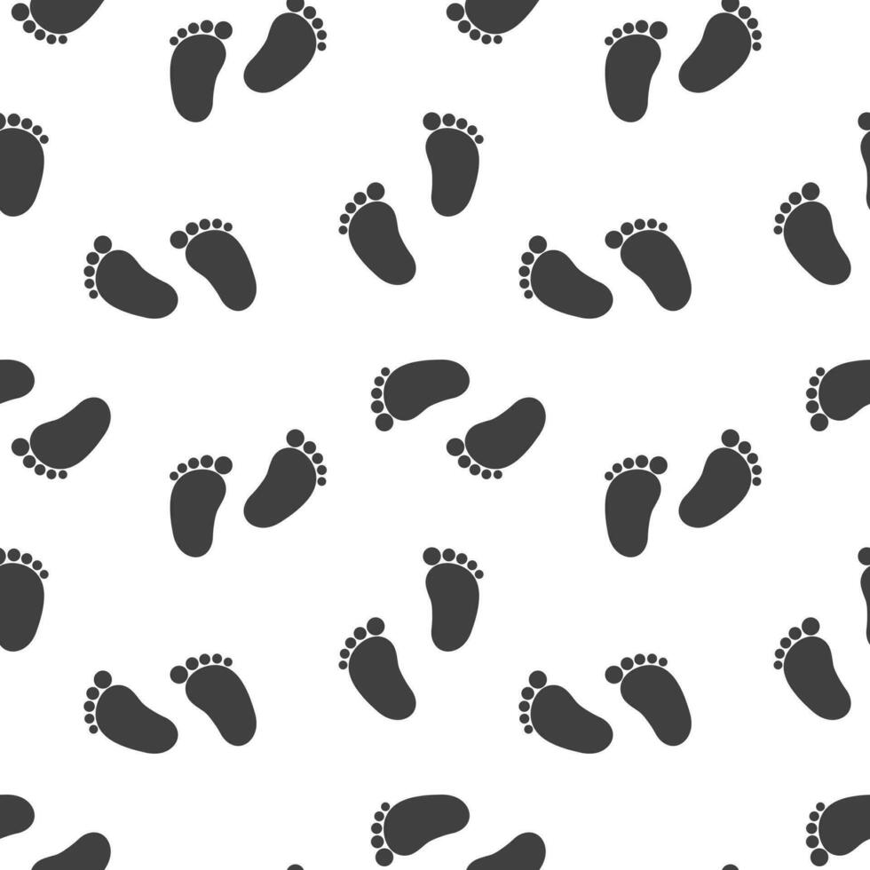 Seamless pattern, baby footprints with hearts on a white background. Background, print, textile, vector