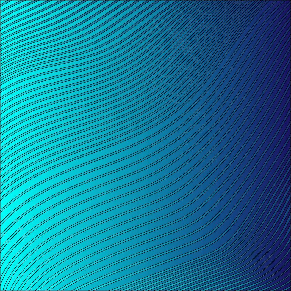 Vector abstract monochromatic pattern in the form of thin wavy lines on a blue gradient background