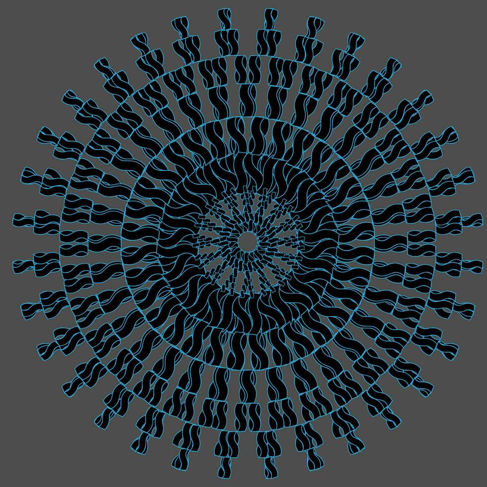 Vector illustration in the form of blue patterns arranged in a circle on a gray background