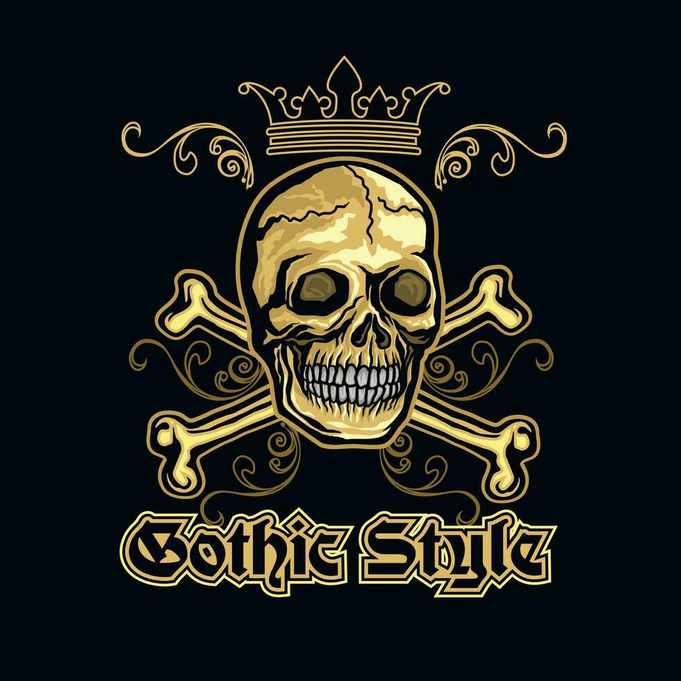 Gothic sign with skull, grunge vintage design t shirts vector