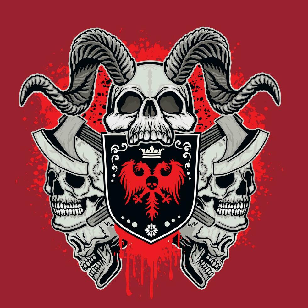Gothic sign with skull, grunge vintage design t shirts vector
