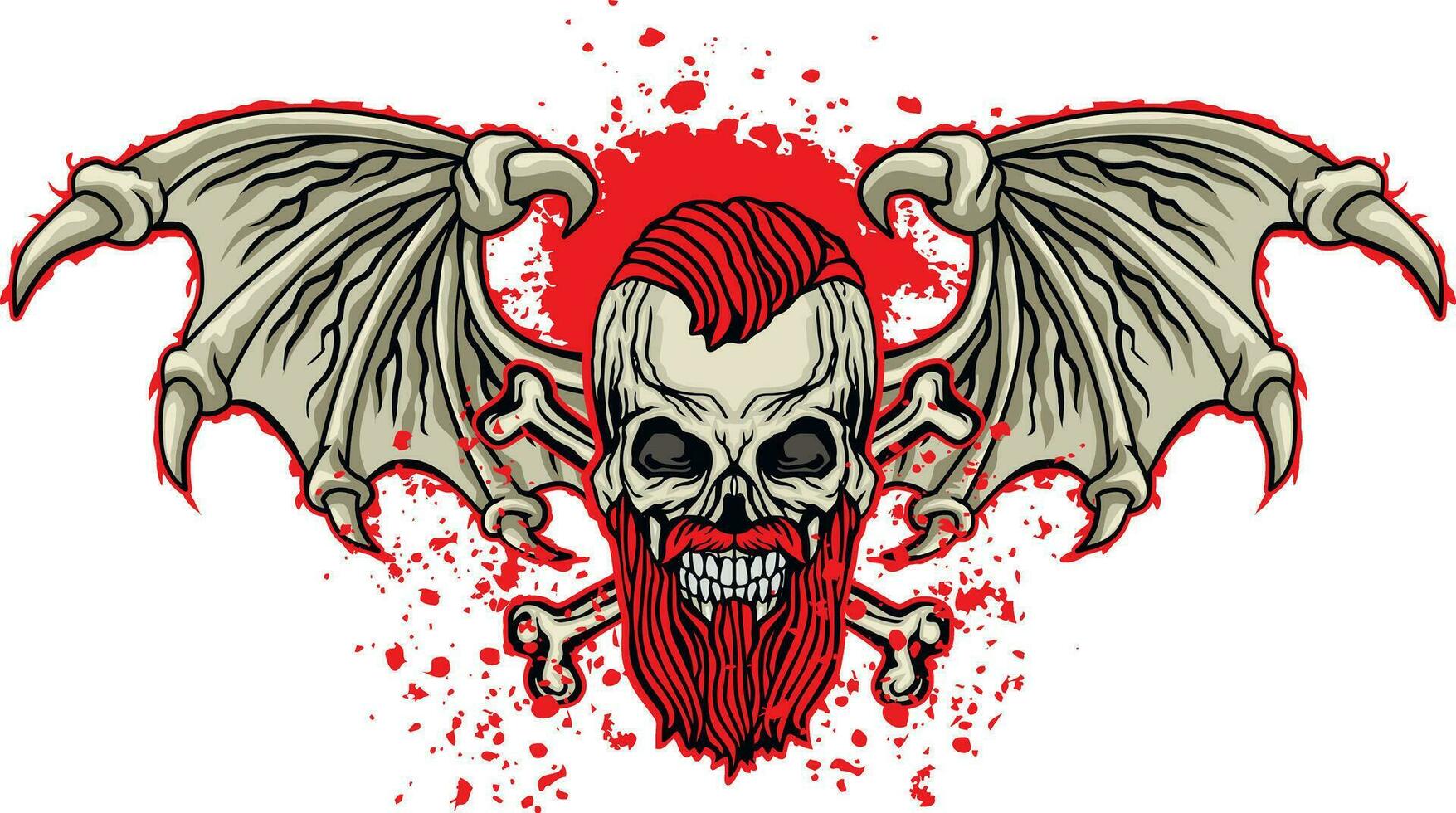 Gothic sign with skull and bat wings vector