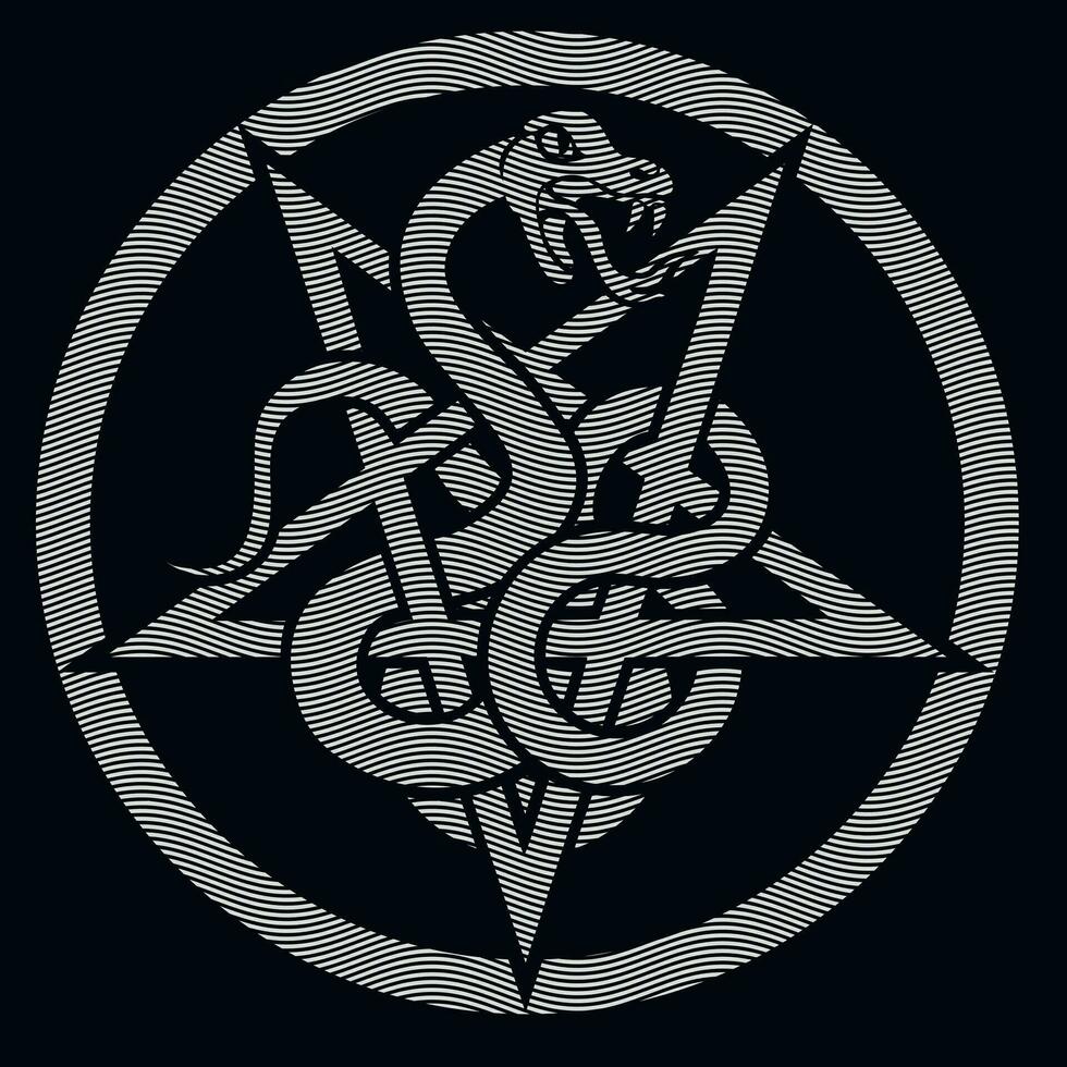 occultic sign with pentogram and snake vector