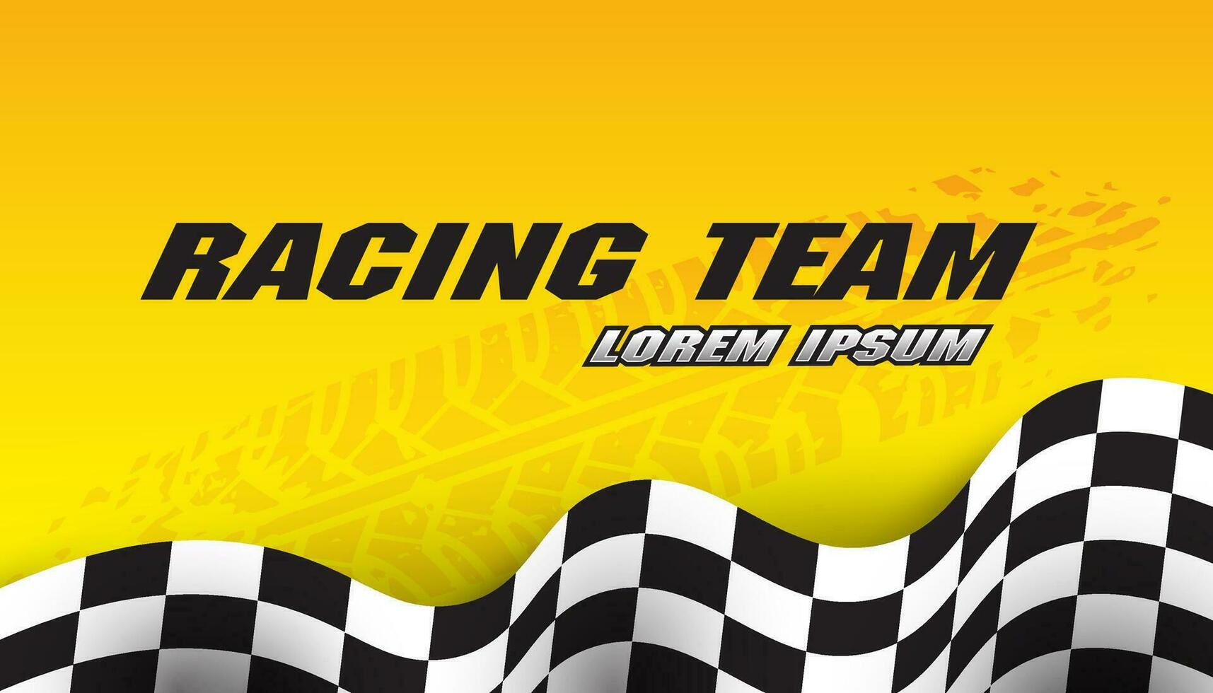 Checkered flag along the edges on a yellow background. Racing flag. Banner for sport racing competition vector