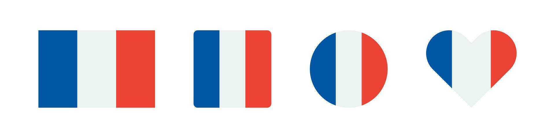 France flag icon. French banner signs. National symbol. Paris symbols. Circle badge of Europe country icons. Flat color. Vector sign.