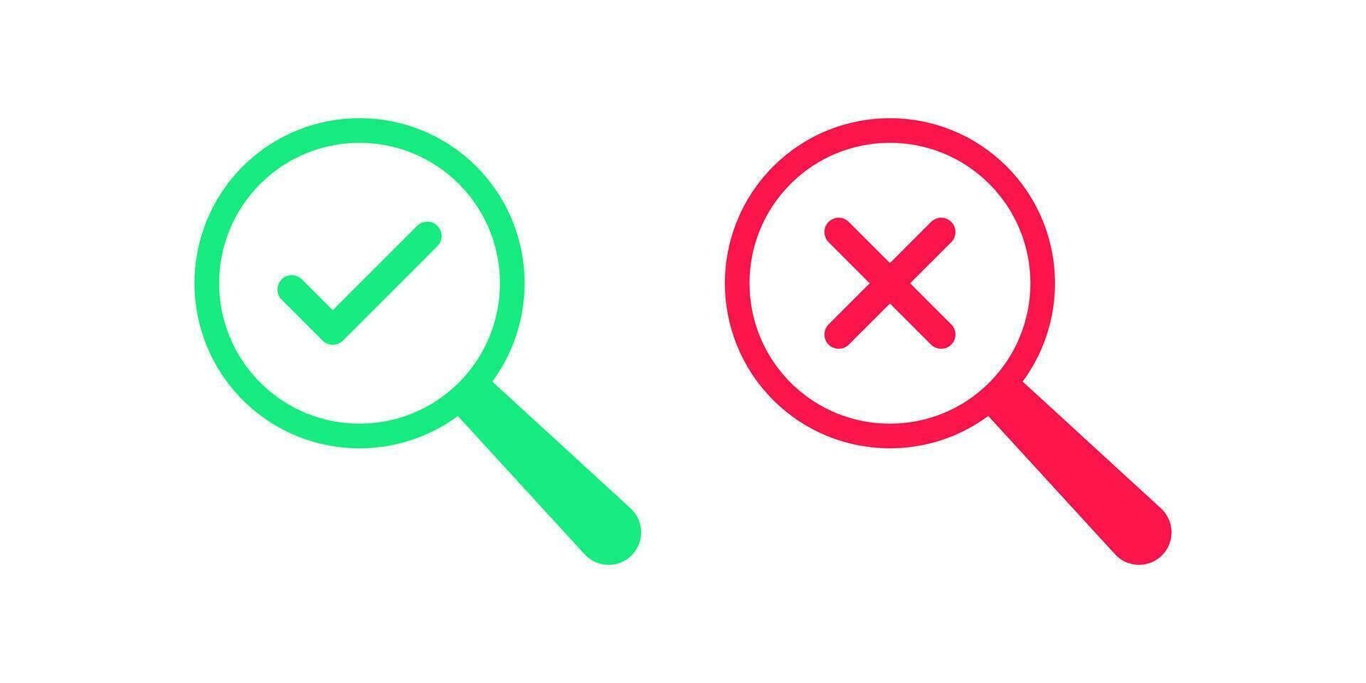 Zoom icon. Magnify search signs. Plus, minus the glass tool symbol. Enlarge symbols. Loupe icons. Black, red, and green color. Vector isolated sign.