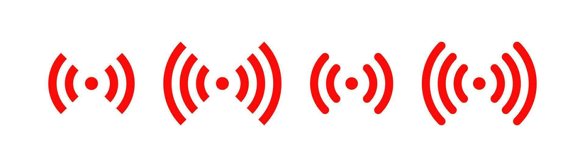 Live stream icon. Broadcast signs. Watch the video online symbol. Media livestream symbols. Music, radio channel stream icons. Red color. Vector sign.