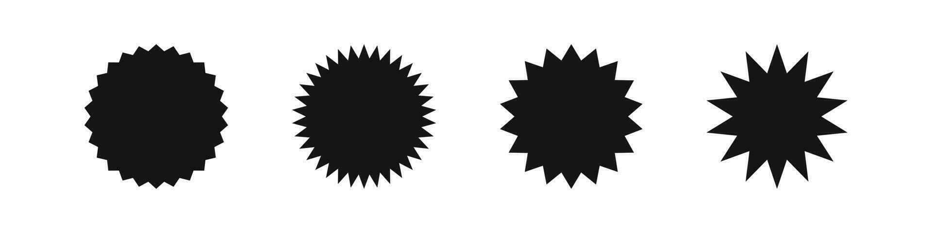 Black sticker icon. Round banner signs. Abstract label symbol. Circle badge symbols. Paper tag icons. Vector isolated sign.