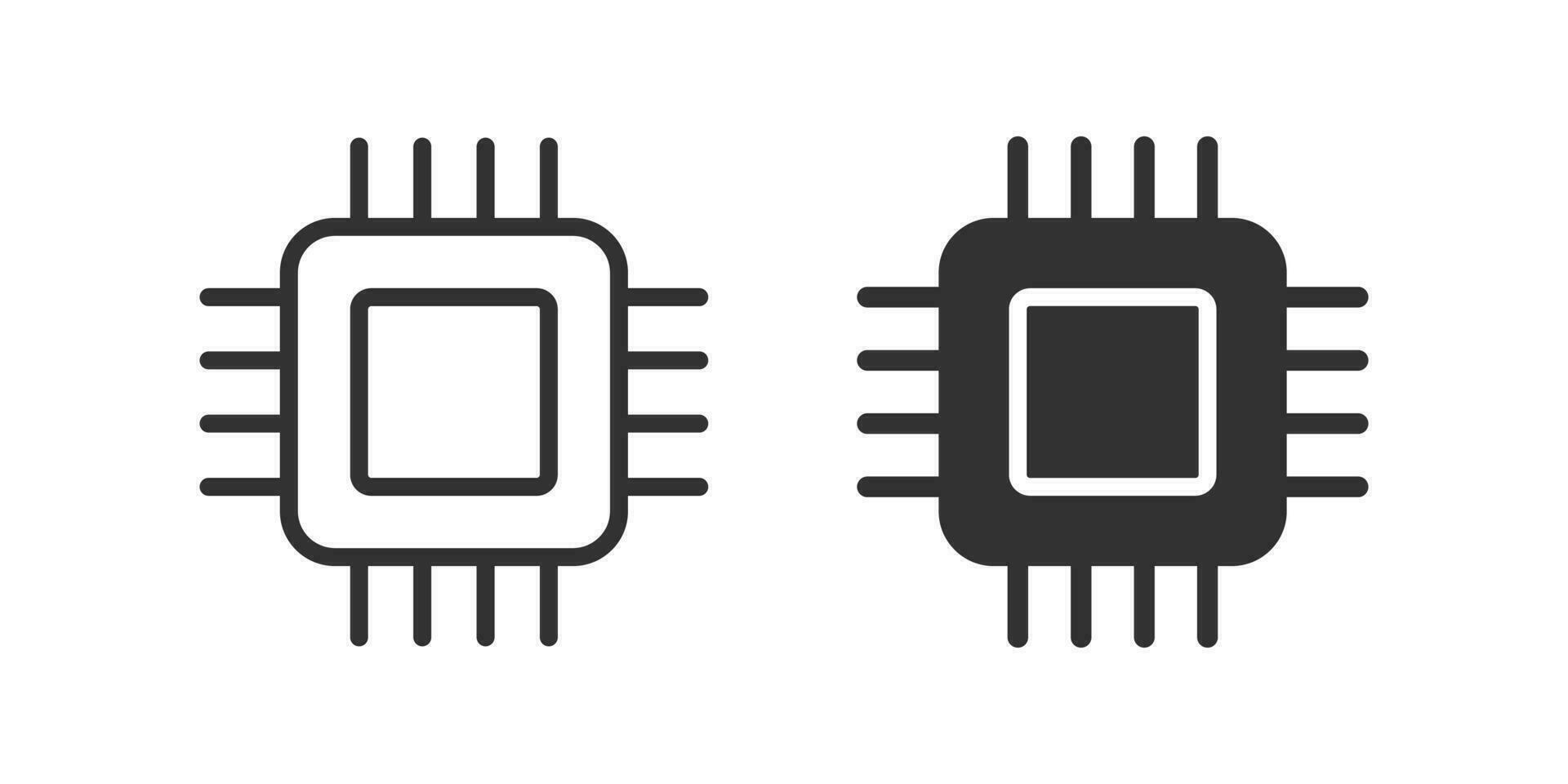 Computer chip icon. Processor signs. CPU symbol. Microchip symbols. Microprocessor icons. Black color. Vector sign.
