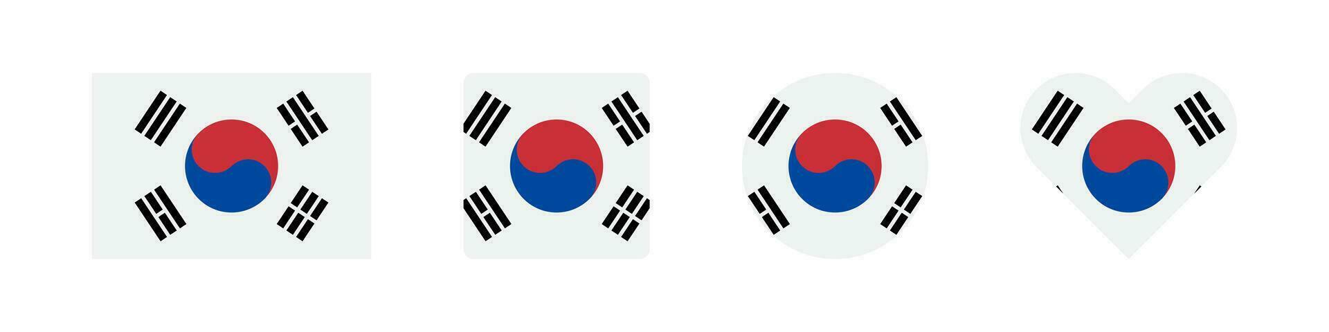 South Korea icon. Korean flag signs. Nation symbol. Banner of country symbols. Asia region icons. Vector isolated sign.