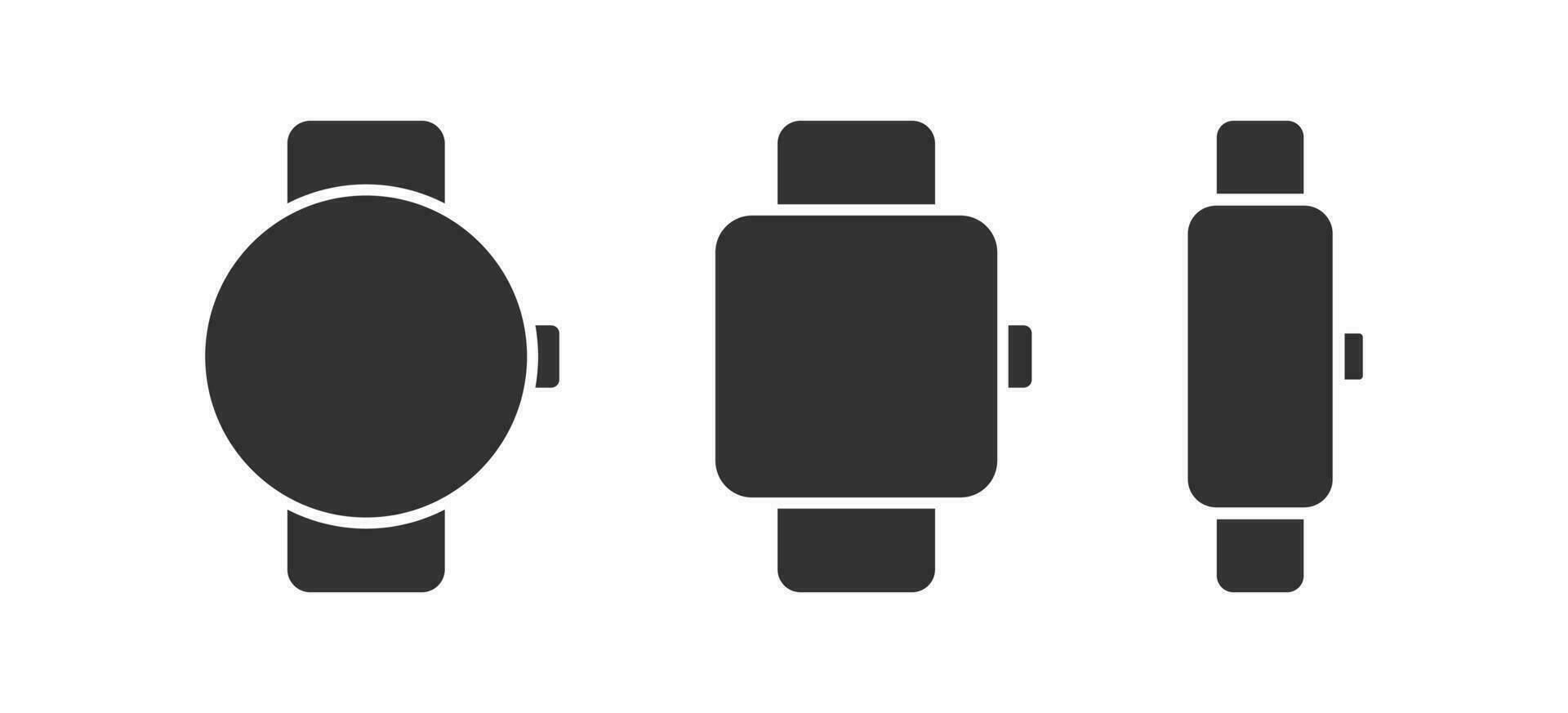 reloj inteligente icono. inteligente reloj señales. usable dispositivo símbolo. aptitud reloj de pulsera simbolos reloj en el muñeca iconos negro color. vector signo.