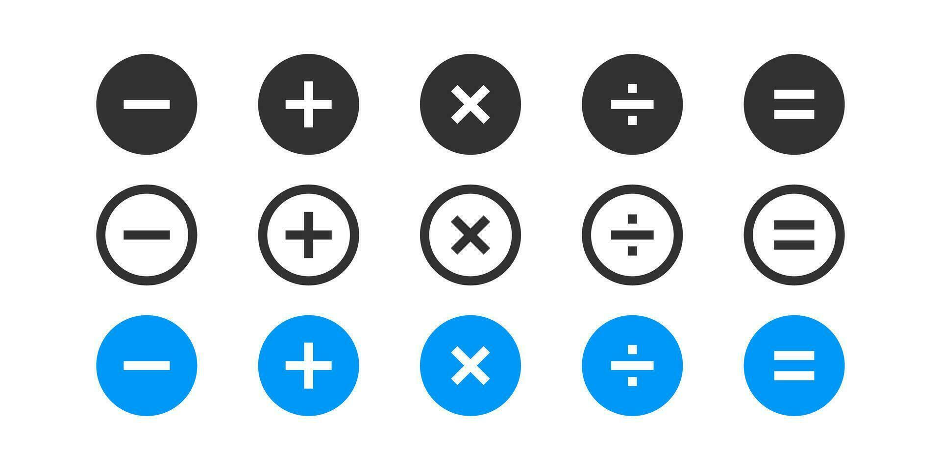 calculadora icono. calcular símbolo. contabilidad señales. Finanzas simbolos matemáticas iconos más, menos, igual, división, multiplicación. negro, plano color. vector signo.