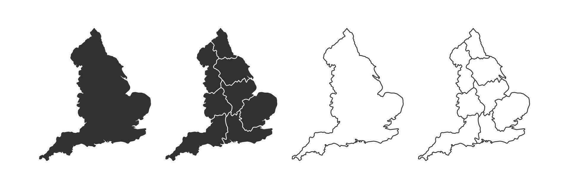 Inglaterra mapa icono. Inglés país frontera símbolo. Reino Unido geografía señales. Europa simbolos británico Reino iconos negro color. vector signo.