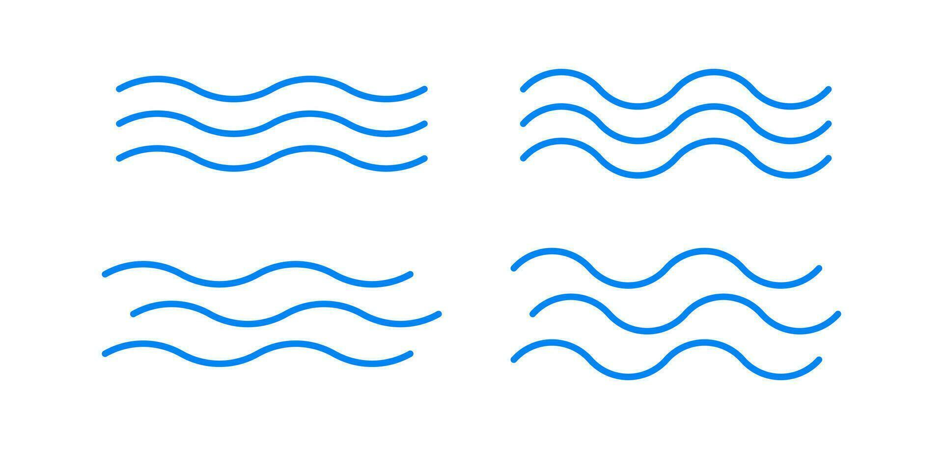 agua ola icono. mar símbolo. Oceano modelo señales. líquido elemento simbolos corriente iconos azul color. vector signo.