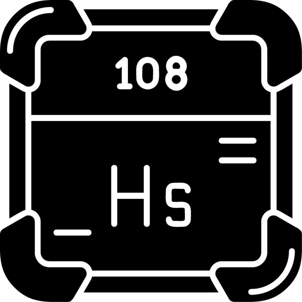 hassium glifo icono vector