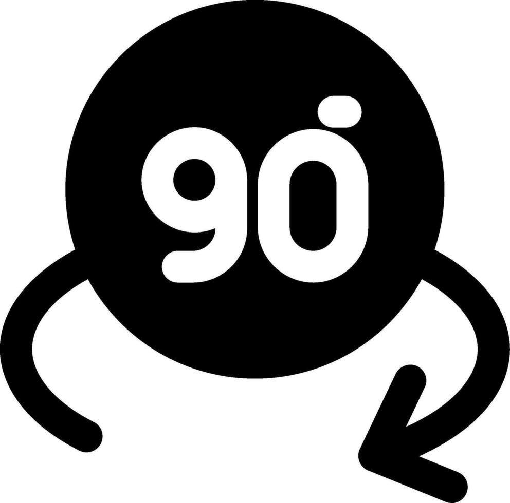 girar ángulo 90 glifo icono vector